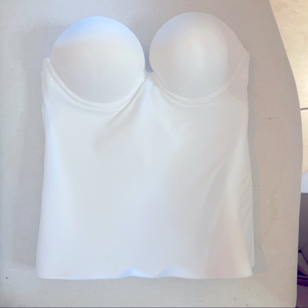 Felina White bustier bra womens size 32b snatch waist push up bra